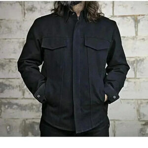 First Mfg Co - Mercer - Men's Motorcycle Biker Riding Black Canvas Shirt